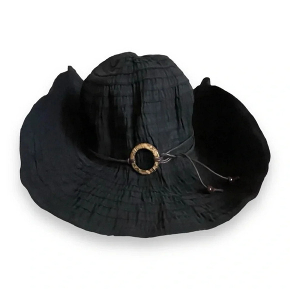 Black Adjustable Brim - Wide Brim Sun Hat - Adult One Size - Picture 6 of 11